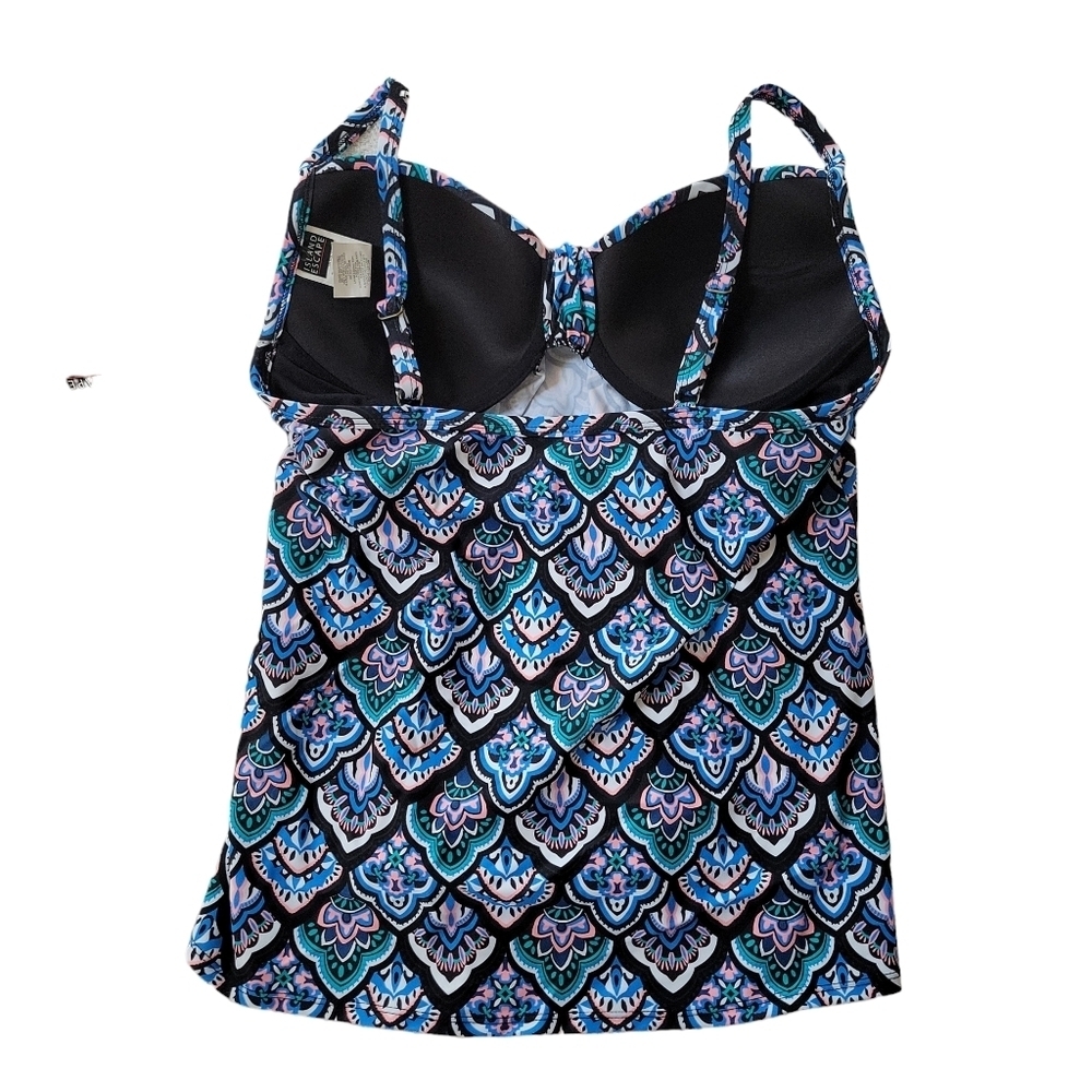 Island Escape NWT Flowy Scorpio Blue Multicolor Print Tankini Women's Size 8 - Picture 4 of 15